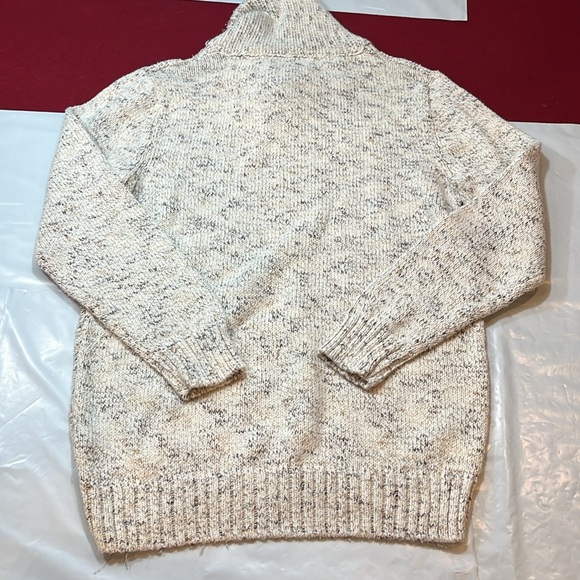 Method cowl button turtle neck Sweater mens M speckled beige tan chunky knit - Picture 16 of 16